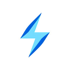 A modern stylized lightning bolt icon with two shades of blue on a clean white background.