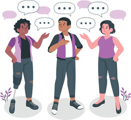Diverse group of people communicating with speech bubbles communication conversation