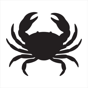 Silhouette crab sea animal black and white vector illustration