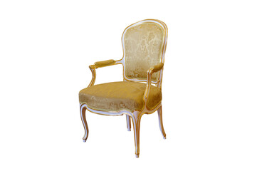 gold medieval chair isolated on white background