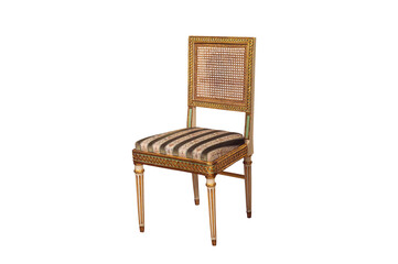 gold medieval chair isolated on white background