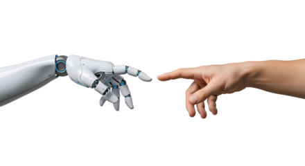 Bridging the gap between human and artificial intelligence, showcasing the intricate connection and future possibilities of robot-human interaction in a digital age