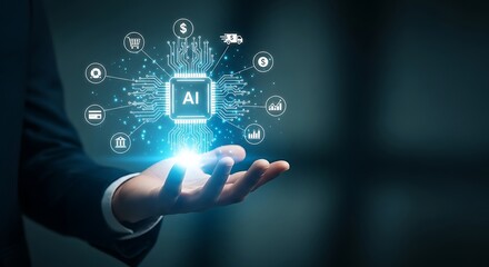 Artificial Intelligence concept showing the central role of AI technology in modern business operations