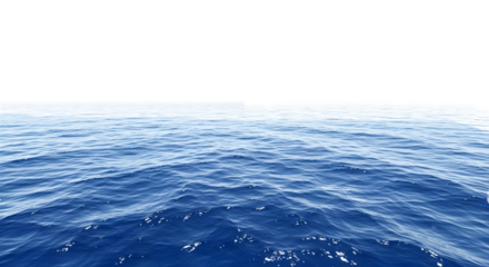 A vast and tranquil expanse of deep blue ocean water with gentle ripples stretching to the horizon against a white background