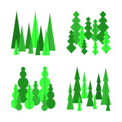Stylized Green Tree Collection Illustration