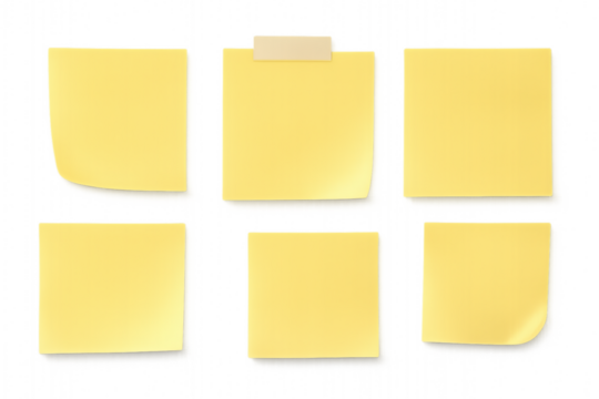 Isolated transparent png of Yellow sticky notes