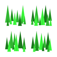 Stylized Green Tree Collection Illustration