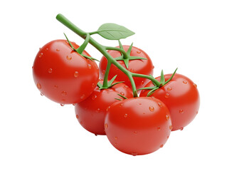 Fresh red tomato isolated on transparent background for healthy eating concept
