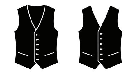 Black vests illustration two views displayed formal wear design element