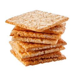 Square rice crackers stacked isolated on transparent or white background