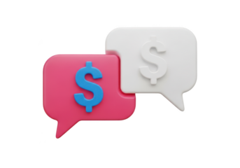 Speech bubbles with dollar signs, isolated on transparent background