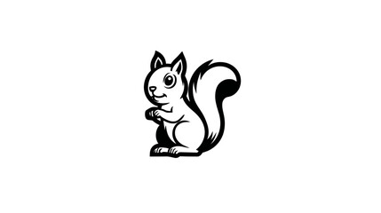 Obraz premium A stylized black and white illustration of a squirrel in a playful pose on a plain background