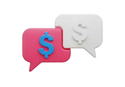 Speech bubbles with dollar signs, isolated on transparent background
