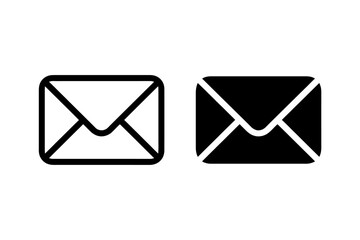 Email Icon Set in Black and White Simple and Modern Design for Communication and Correspondence