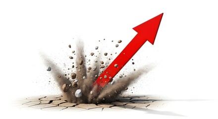 Red 3D Upward Arrow Symbolizing Growth and Success