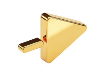 Golden play button icon isolated on transparent background