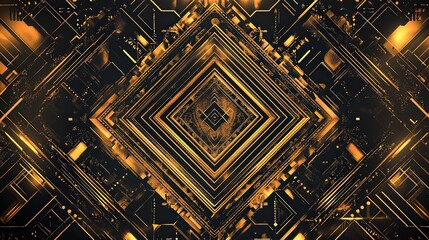 Golden metallic symmetry abstract background pattern