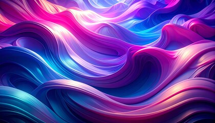 Abstract waves of fluid-like shapes in vibrant hues of pink, purple, and blue, creating a mesmerizing and flowing effect