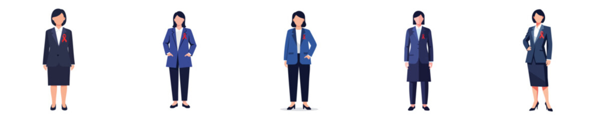 World AIDS Awareness Women Vector Illustration in Flat Design Style