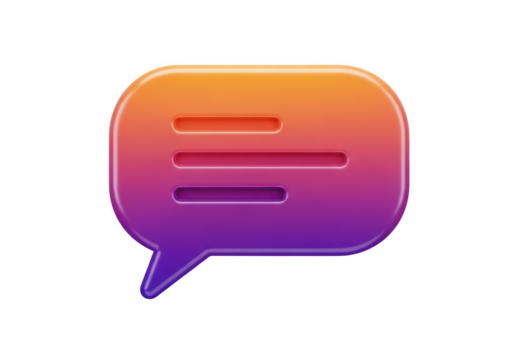 3d chat bubble icon with gradient isolated on transparent background