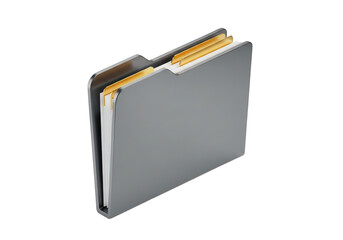 Gray folder with documents isolated on transparent background