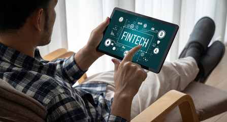 Fintech financial technology software for modish business to analyze marketing strategy