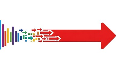 Red 3D arrows symbolizing growth and success direction