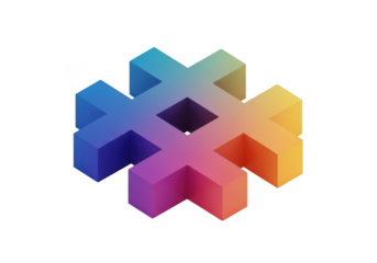 Colorful 3d hashtag symbol isolated on transparent background