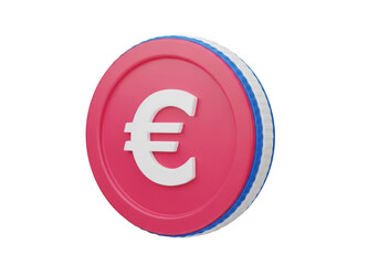 Fototapeta premium Red euro coin isolated on transparent background