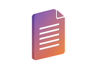 Document icon with text lines and gradient isolated on transparent background