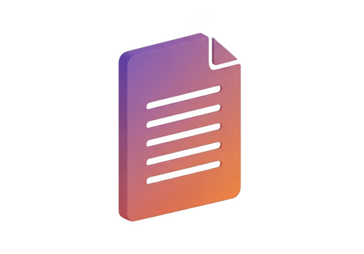 Document icon with text lines and gradient isolated on transparent background