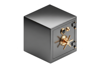 Modern metal safe isolated on transparent background