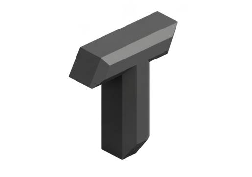 Gray 3d letter t isolated on transparent background