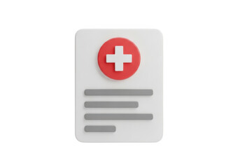 Obraz premium Medical record with cross symbol isolated on transparent background