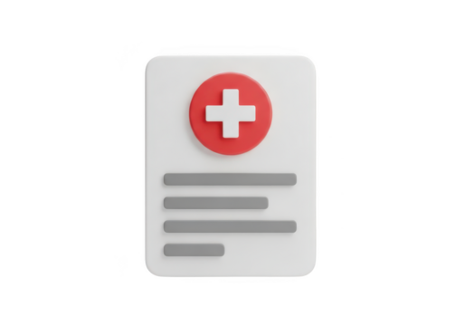 Medical record with cross symbol isolated on transparent background