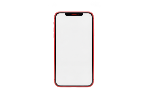Modern smartphone with blank screen isolated on transparent background