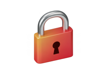 Red and orange gradient padlock isolated on transparent background