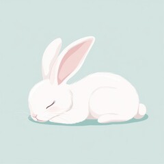 Obraz premium White Bunny sleeping illustration background animal.