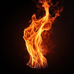 Fototapeta premium Dynamic fiery flame on black