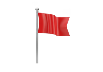 Red flag on pole isolated on transparent background