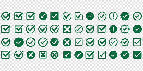 Check tick mark icon set. Cross box x check mark checkbox v list vector draw hand drawn sketch doodle brush marker checklist symbol wrong right circle. Vector Illustration © Hikestud@11111111111