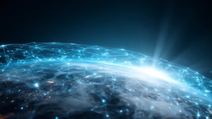Abstract digital earth globe with network connections and bright light - Powered by Adobe