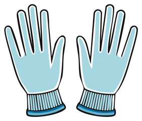 Obraz premium Cartoon Illustration of Two Blue Protective Gloves with Outline