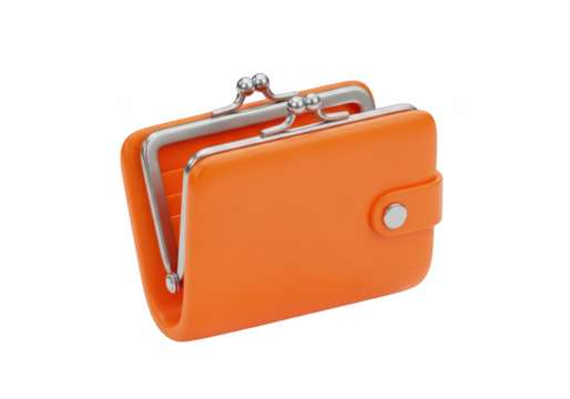 Orange wallet with clasp isolated on transparent background
