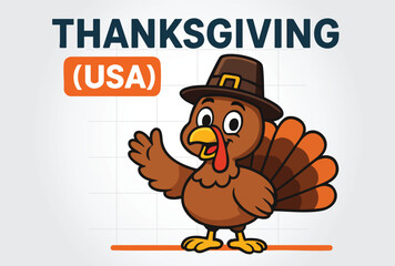 Thanksgiving USA Banner with Character Template
