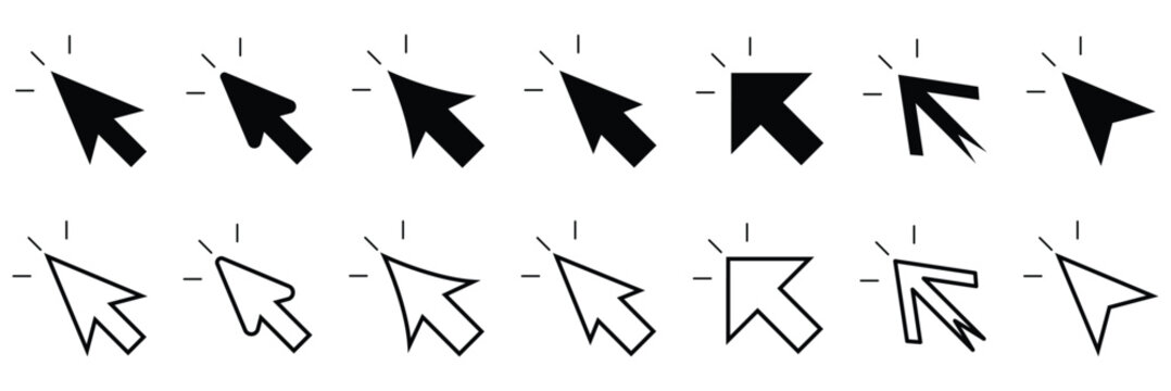 pointer sign and symbol. hand cursor icon. Computer mouse click cursor isolated on transparent. Cursor icon click set. Cursor set in hand mouse form, hand pointer. cursor or computer mouse pointer ico