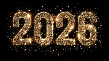 The image is a glittery, gold-toned representation of the number twenty-six