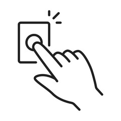 Hand pressing button icon, minimal line style