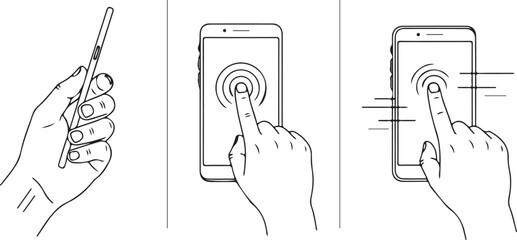 Hand Gestures and Smartphone Interaction Icons illustration