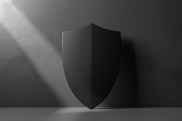 Black Matte Shield on Dark Wall